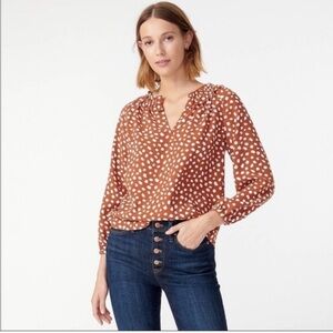 J. Crew Brown and Orange 3/4 Sleeve Relaxed Blouse